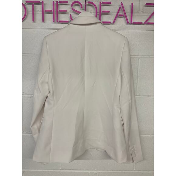 NWT Sz 8 Express Contour One Button Boyfriend Solid White Blazer Jacket Notch - Picture 7 of 7